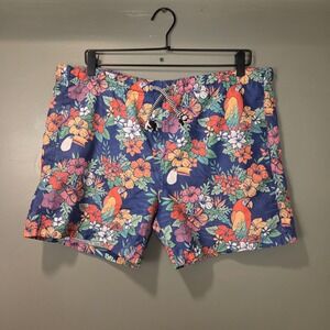 Boardies Apparel Men's Hawaiian Floral Print Lined Swim Shorts Size M, 5" Inseam